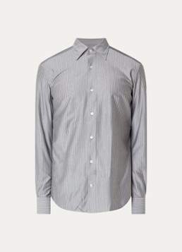 Boggi Milano Heren Regular fit overhemd met streepprint in de kleur Donkerblauw