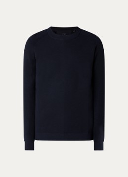 Boggi Milano Heren Fijngebreide trui met stretch in de kleur Donkerblauw