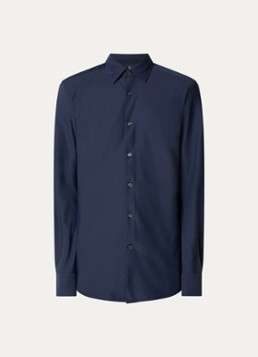 Boggi Milano Heren Strijkvrij regular fit overhemd met stretch in de kleur Donkerblauw