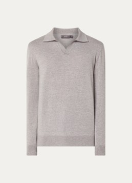 Boggi Milano Heren Fijngebreide trui van scheerwol met kraag in de kleur Taupe
