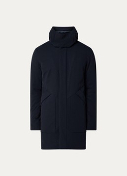 Boggi Milano Heren Gewatteerde parka met afneembare capuchon en waterafstotende coating in de kleur Donkerblauw