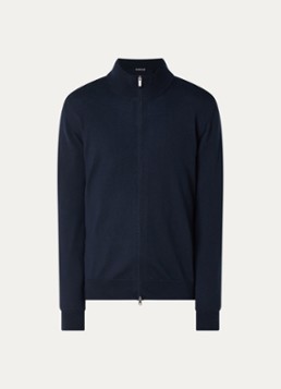 Boggi Milano Heren Fijngebreid vest van wol in de kleur Donkerblauw