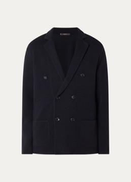 Boggi Milano Heren Fijngebreid vest van wol met V-hals in de kleur Donkerblauw