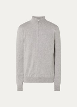 Boggi Milano Heren Fijngebreide pullover van wol met halve rits in de kleur Lichtgrijs