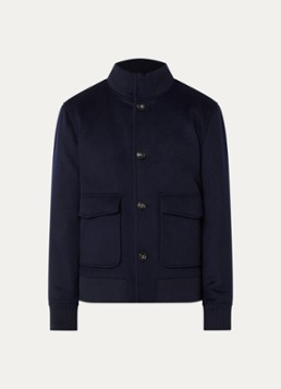 Boggi Milano Heren Jack in wolblend met steekzakken in de kleur Donkerblauw