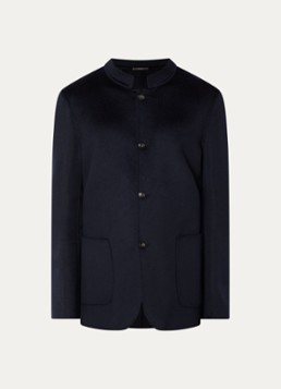 Boggi Milano Heren Mantel van wol met opstaande kraag in de kleur Donkerblauw