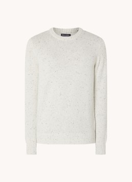 Marc O'Polo Heren Fijngebreide pullover in wolblend met gemêleerd dessin in de kleur Gebroken wit