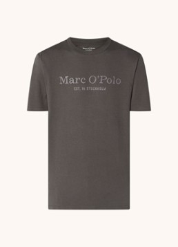 Marc O'Polo Heren T-shirt van katoen met logo in de kleur Donkergrijs