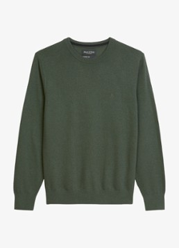Marc O'Polo Heren Fijngebreide pullover in scheerwolblend in de kleur Mangroven / Groen