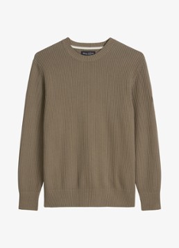 Marc O'Polo Heren Ribgebreide trui met ronde hals in de kleur Lichtbruin