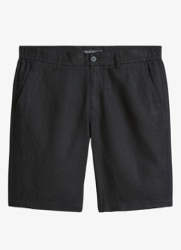Marc O'Polo Heren Straight fit korte broek van linnen in de kleur Black-0001 / Zwart