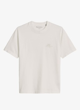 Marc O'Polo Heren T-shirt met logoprint in de kleur Silky White-1183 / Wit
