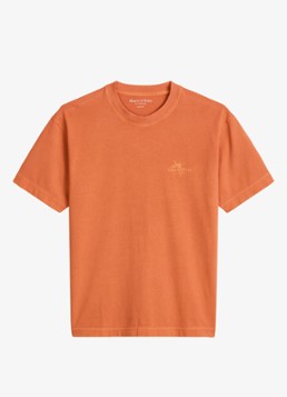 Marc O'Polo Heren T-shirt met logoprint in de kleur Faded Coral-1738 / Bruin