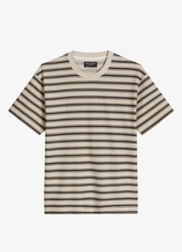 Marc O'Polo Heren T-shirt met streepprint in de kleur Medium Beige-2444 / Beige
