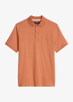Marc O'Polo Heren Regular fit polo met logoborduring in de kleur Faded Coral-1738 / Bruin