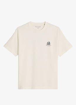Marc O'Polo Heren T-shirt met logo- en backprint in de kleur Silky White/1183