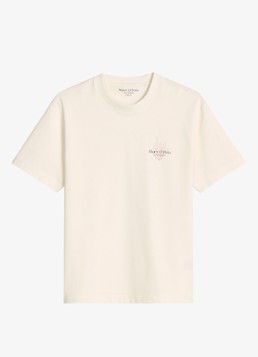 Marc O'Polo Heren T-shirt met logo- en backprint in de kleur Gebroken wit