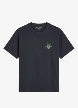 Marc O'Polo Heren T-shirt met logo- en backprint in de kleur Donkerblauw