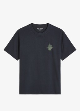 Marc O'Polo Heren T-shirt met logo- en backprint in de kleur Donkerblauw