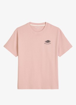 Marc O'Polo Heren T-shirt met logo- en backprint in de kleur Roze