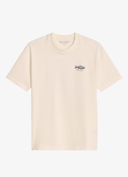 Marc O'Polo Heren T-shirt met logo- en backprint in de kleur Creme
