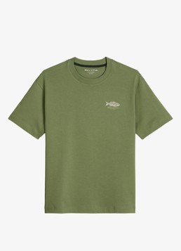 Marc O'Polo Heren T-shirt met logo in de kleur Sage Green-3253 / Groen