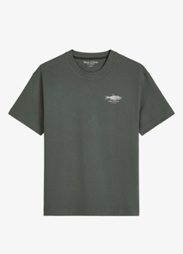 Marc O'Polo Heren T-shirt met print in de kleur Mangrove-0362 / Groen