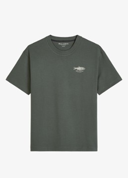 Marc O'Polo Heren T-shirt met print in de kleur Mangrove-0362 / Groen
