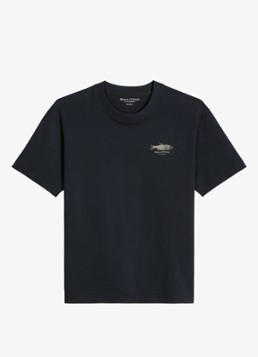 Marc O'Polo Heren T-shirt met print in de kleur Dark Navy-4131 / Blauw