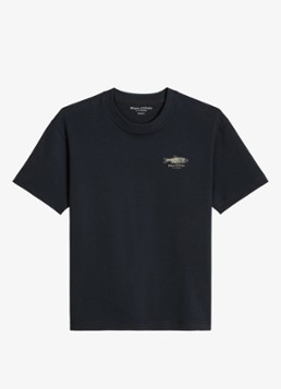 Marc O'Polo Heren T-shirt met print in de kleur Dark Navy-4131 / Blauw