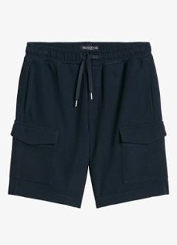 Marc O'Polo Heren Straight fit korte joggingbroek met trekkoord in de kleur Dark Navy-4131 / Blauw