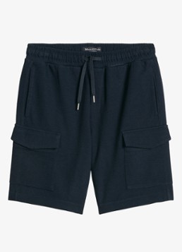 Marc O'Polo Heren Straight fit korte joggingbroek met trekkoord in de kleur Dark Navy-4131 / Blauw