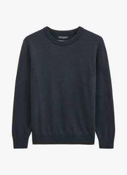 Marc O'Polo Heren Pullover in wolblend in de kleur Donkerblauw