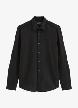 Marc O'Polo Heren Regular fit overhemd met structuur in de kleur Zwart