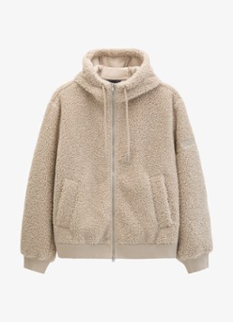 Marc O'Polo Heren Vest van teddy met capuchon in de kleur Creme