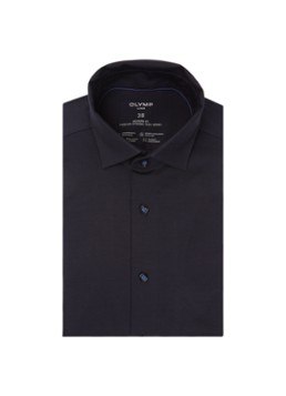 Olymp Heren Luxor modern fit overhemd van jersey in de kleur Donkerblauw, maat: 45