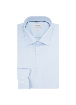 Olymp Heren Slim fit overhemd met microdessin in de kleur Lichtblauw, maat: 44