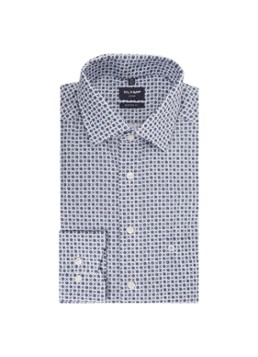 Olymp Heren Luxor regular fit overhemd met print in de kleur Donkerblauw, maat: 38