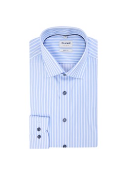 Olymp Heren Level 5 slim fit strijkvrij overhemd met streepprint in de kleur Lichtblauw, maat: 38