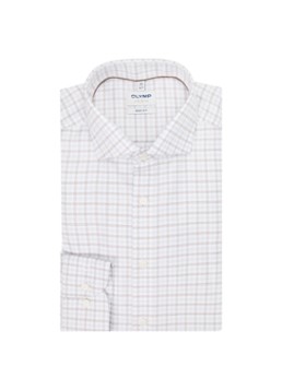 Olymp Heren Level 5 slim fit overhemd met ruitdessin in de kleur Gebroken wit, maat: 40