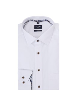 Olymp Heren Luxor regular fit strijkvrij overhemd met microdessin in de kleur Wit, maat: 38
