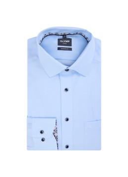 Olymp Heren Luxor regular fit overhemd met microdessin in de kleur Blauwgrijs, maat: 41