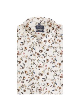 Olymp Heren Luxor regular fit overhemd met bloemenprint in de kleur Naturel, maat: 40
