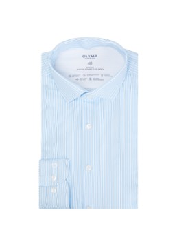 Olymp Heren Level 5 slim fit overhemd van jersey met streepprint in de kleur Lichtblauw, maat: 38