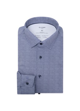 Olymp Heren Regular Fit overhemd met microdessin in de kleur Donkerblauw, maat: 44