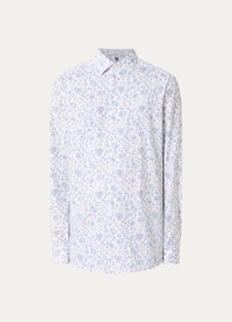 Olymp Heren Luxor overhemd met print in de kleur Wit, maat: 38
