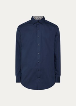 Olymp Heren Luxor regular fit overhemd van katoen in de kleur Donkerblauw, maat: 43