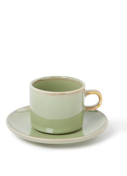 HKliving Chef Ceramics kop en schotel 22 cl Lindegroen - Deal