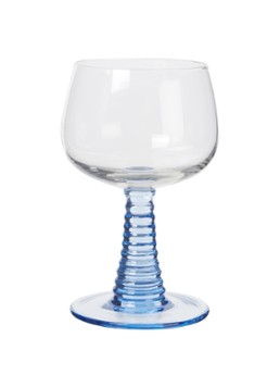 HKliving Swirl wijnglas 8,5 cm Blauw - Deal