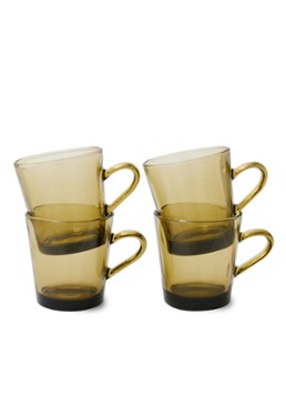 HKliving 70's Glassware koffieglas 23 cl set van 4 Bruin - Deal